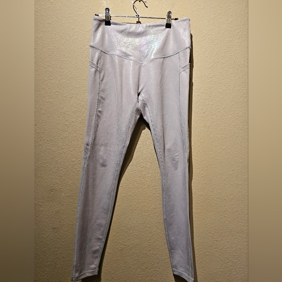 Curves And Combatboots Pants - Curves And Combatboots Purple Shimmer Full Length Leggings Size Medium
